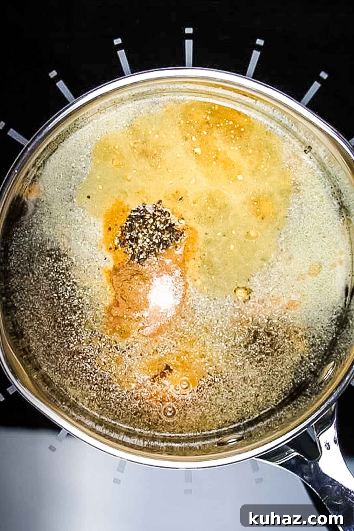 Homemade Worcestershire Sauce Recipe 5 Worcestershire sauce ingredients in a saucepan with apple cider vinegar