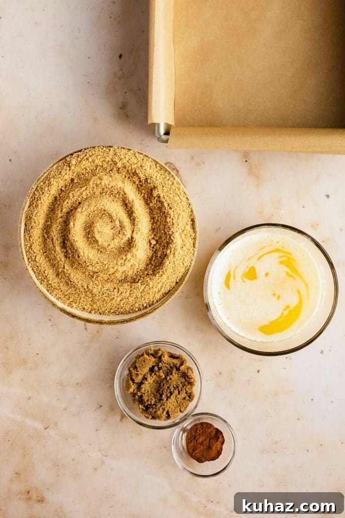 Creamy No-Bake Pumpkin Cheesecake Bars 5 Making the graham brown sugar cheesecake crust