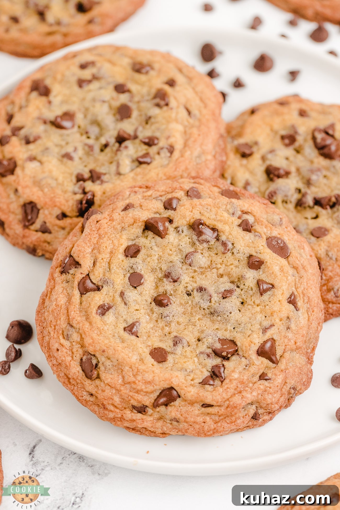 Giant Chocolate Chip Cookies Recipe 5 pile of big chocolate chip cookies