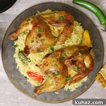 Moroccan Chicken with Saffron Rice 13 A big serving platter of mandi garnished with chopped parsley.