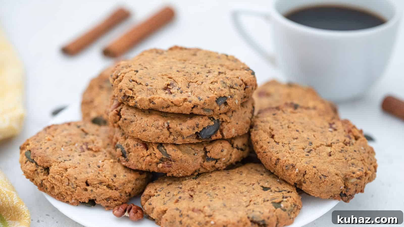 13 Gluten-Free Breakfast Recipes to Kickstart Your Morning 5 Seed and nut butter cookies on plate served with coffee.