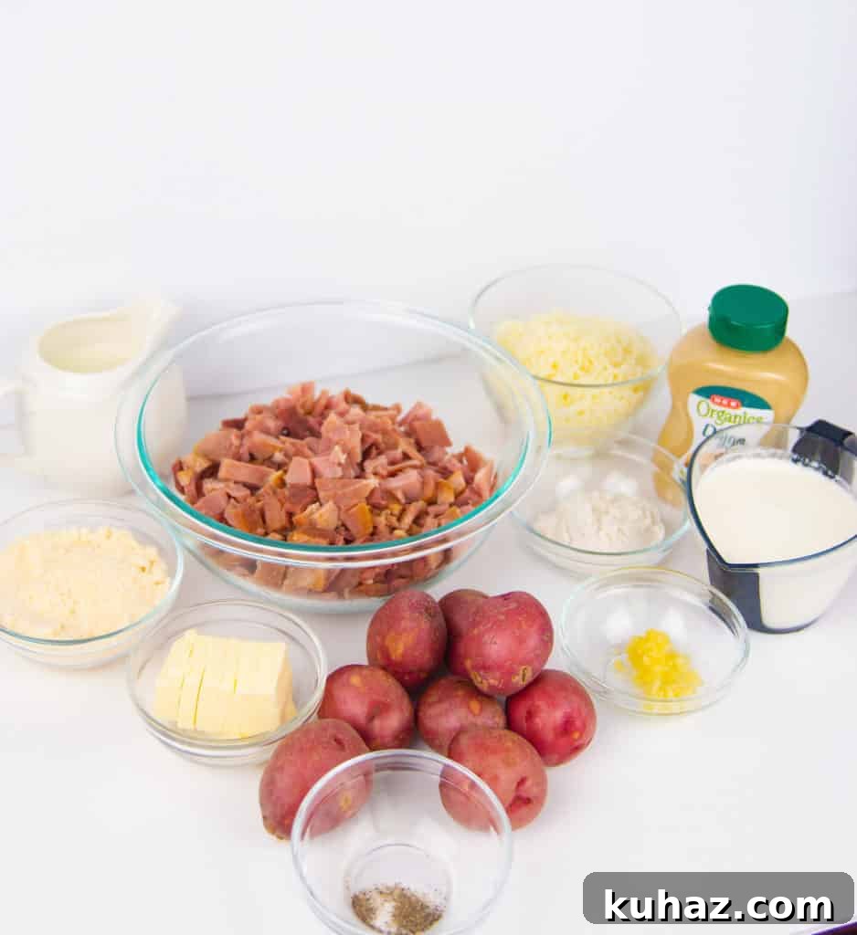 Oven Baked Creamy Scalloped Potatoes with Ham 3 potatoes and ham slices