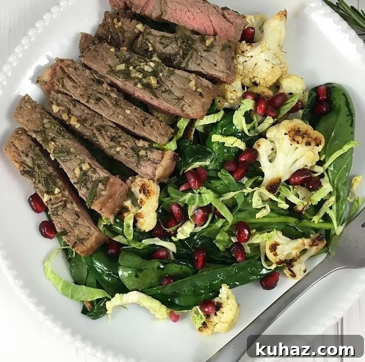 Herb-Crusted Steak with Warm Spinach Salad 2 Herb crusted steak salad
