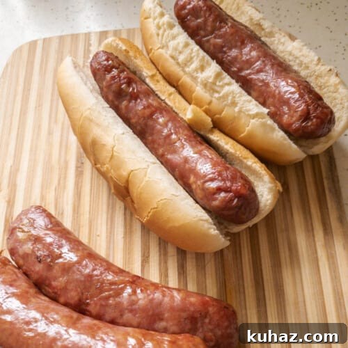 smoked bratwurst on camp chef pellet smoker close up image