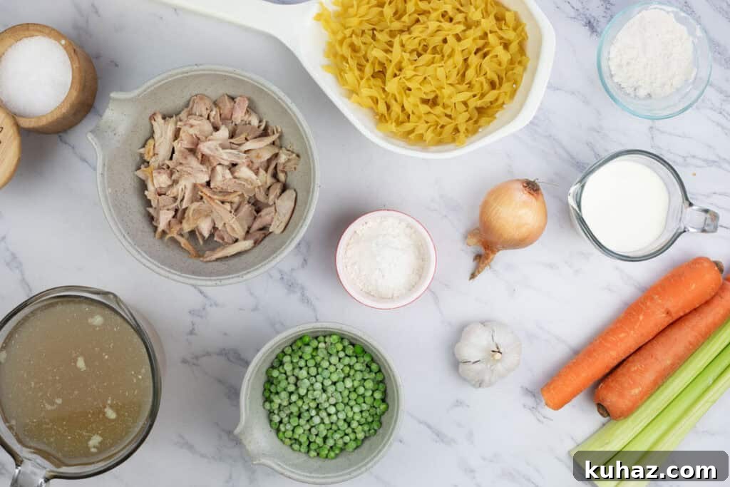 Creamy Turkey Noodle Soup Recipe with Leftover Turkey 5 Ingredients.