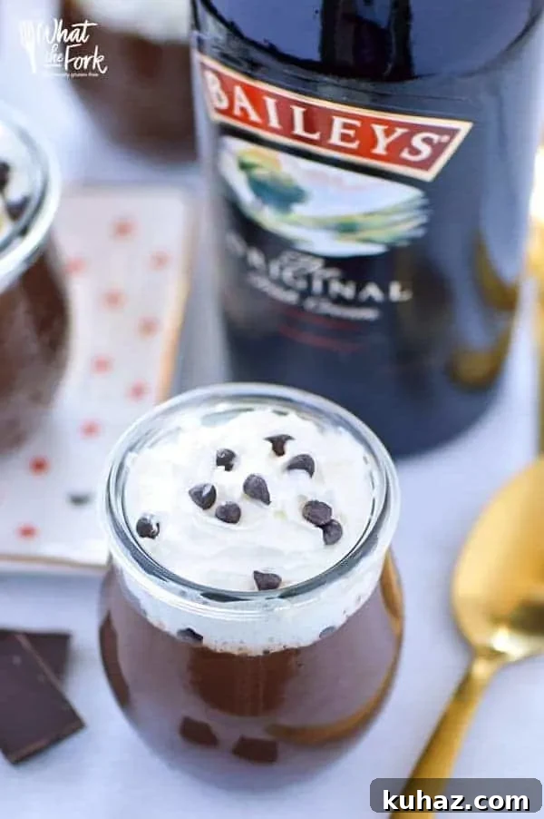 Close-up of Baileys Chocolate Pudding in a small dish
