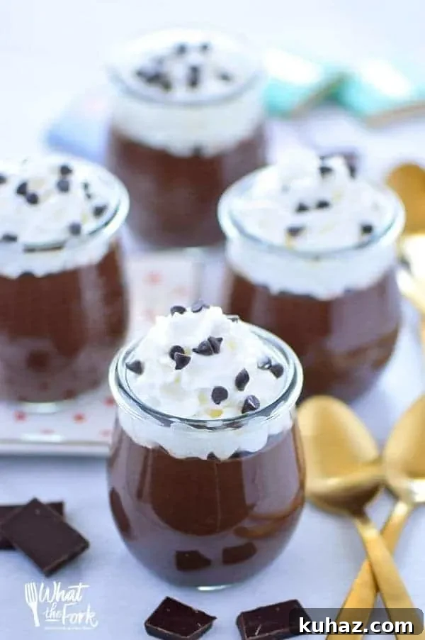 Baileys Chocolate Pudding served with whipped cream and chocolate chips
