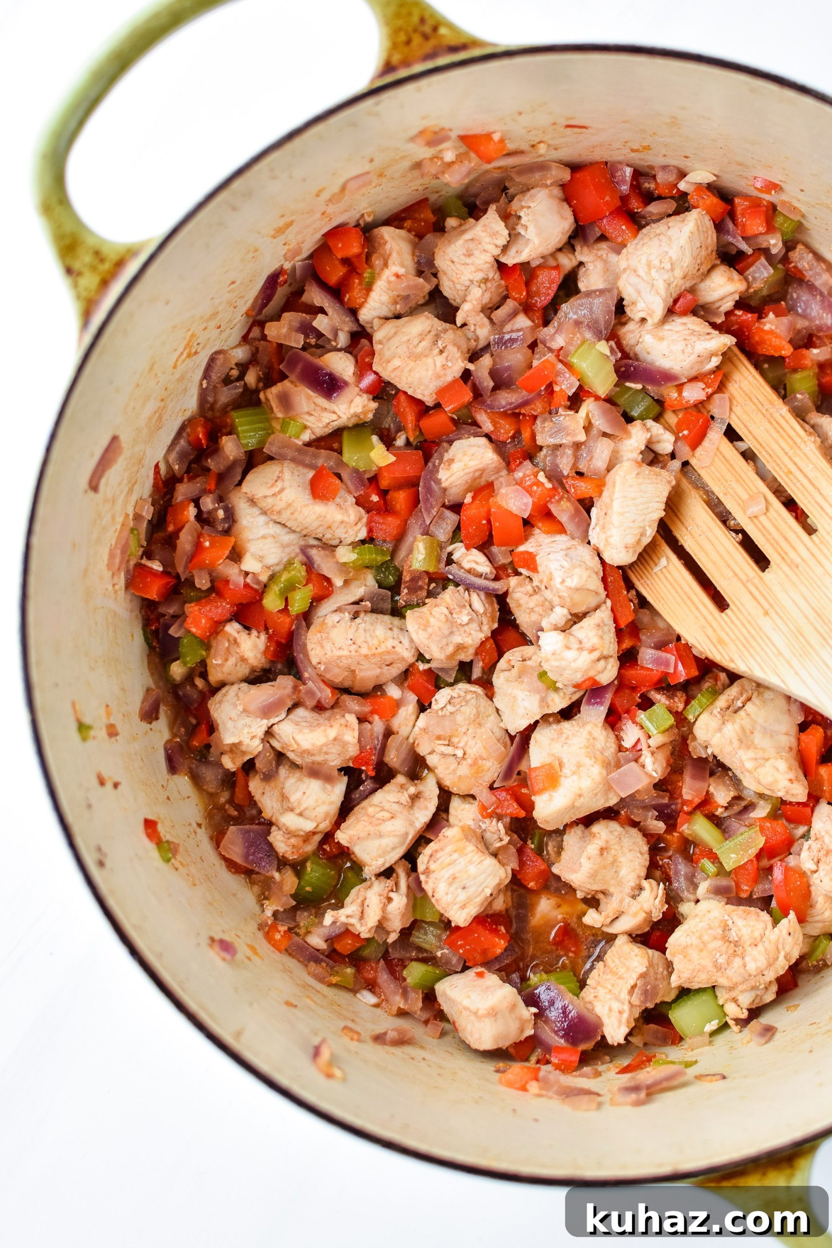 Whole30 Chicken Bacon Ranch Casserole Recipe 5 Chicken & veggie mixture for the Whole30 Chicken Bacon Ranch Casserole