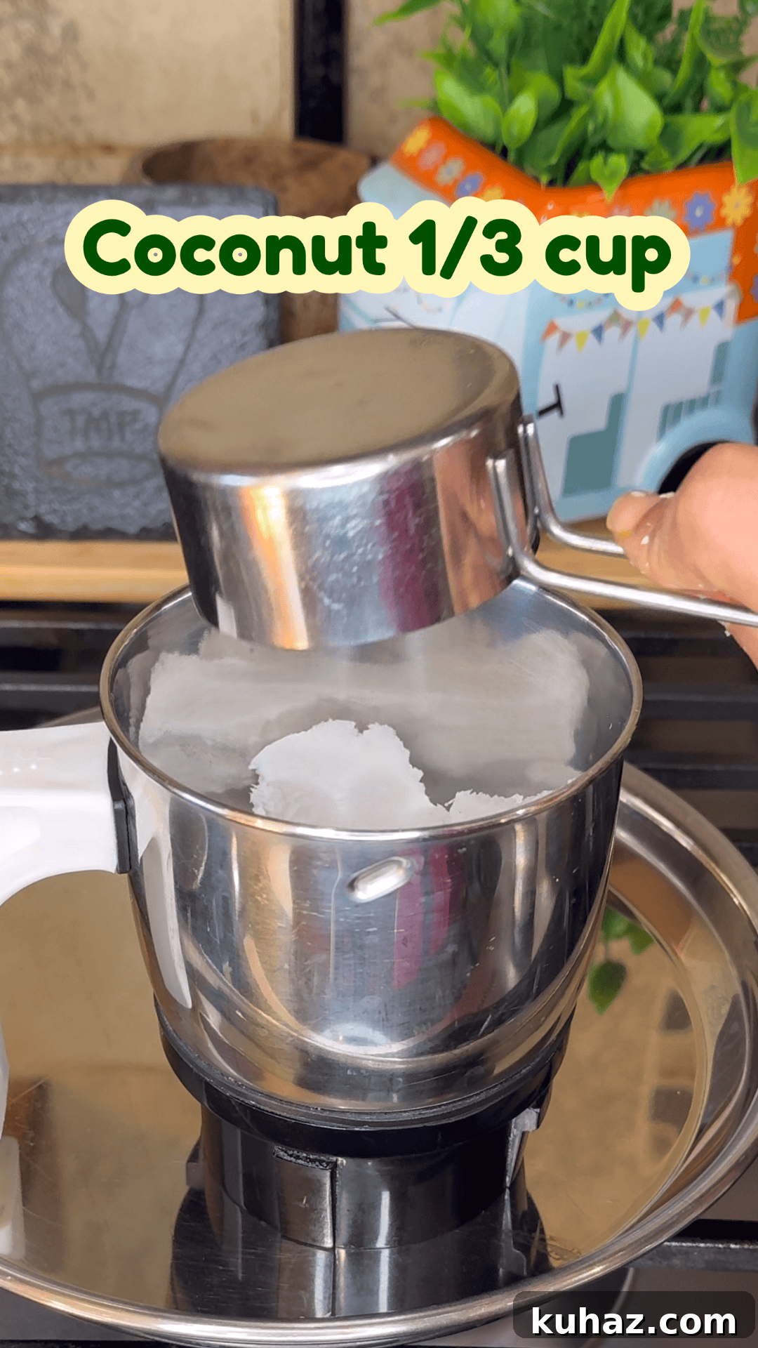 Add coconut for grinding