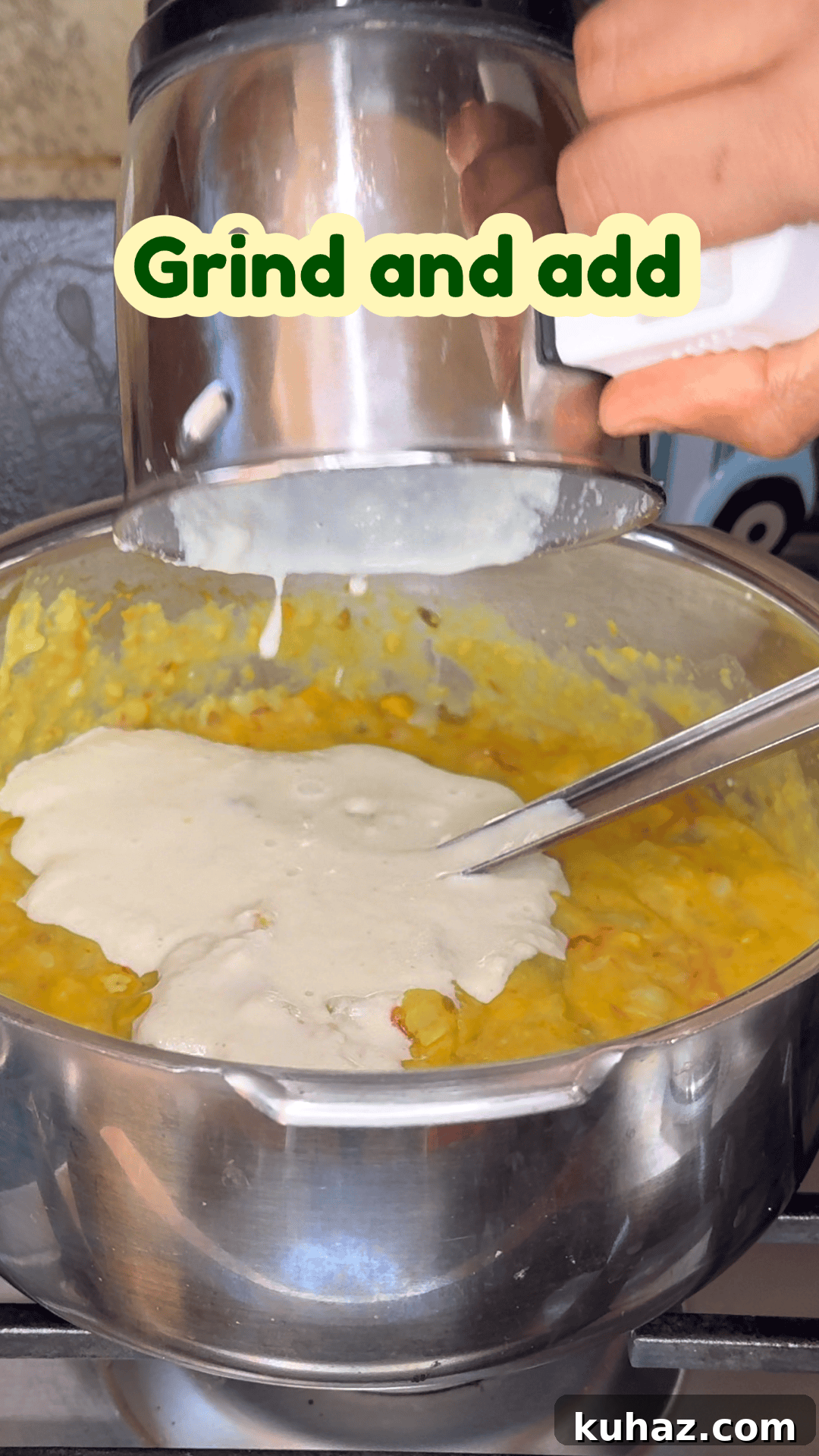 Add coconut paste to kootu