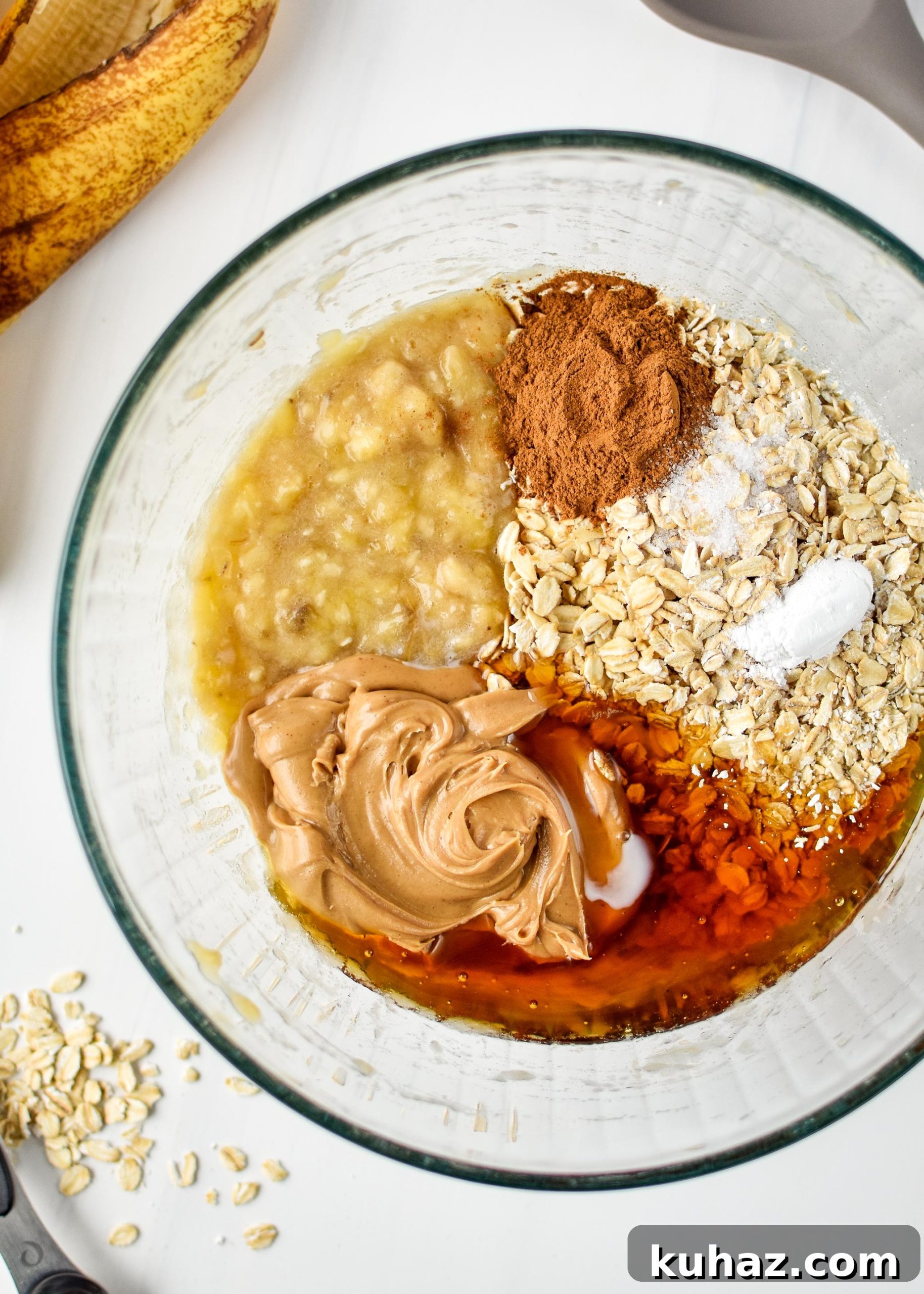 Homemade Peanut Butter Banana Oatmeal Breakfast Bars 7 All the ingredients for the Banana Oatmeal Breakfast Bars