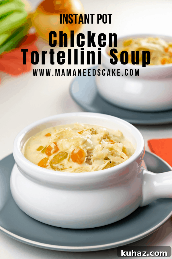 Creamy Instant Pot Chicken Tortellini Soup 2 Recipe card image