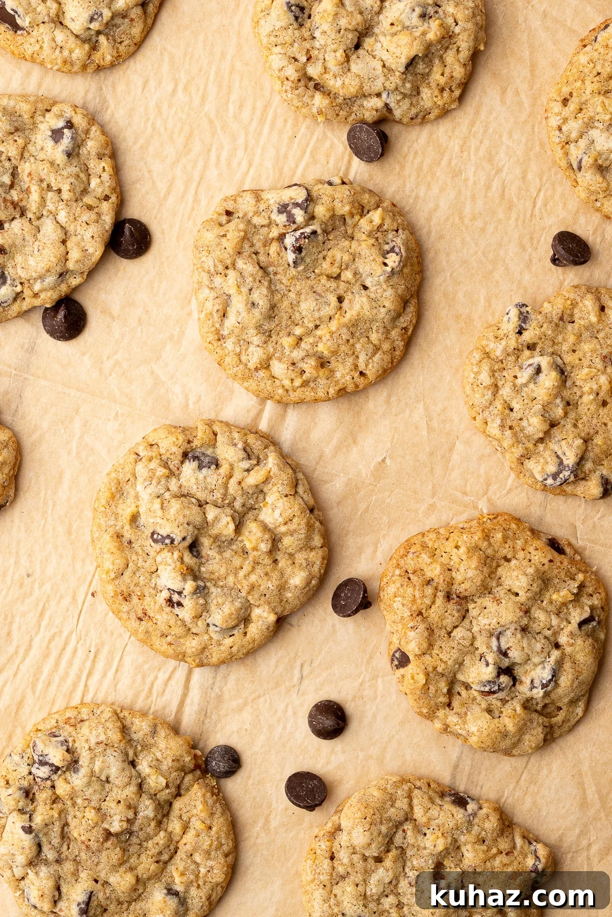 Thick, Chewy Chocolate Chip Cookies Recipe 2 baked chocolate chip cookies with golden brown edges