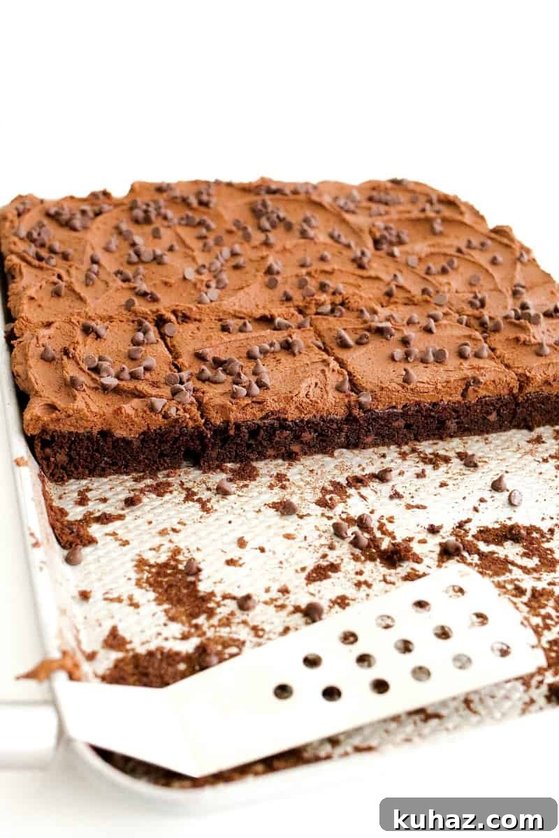 Baked sheet cake cooling in pan