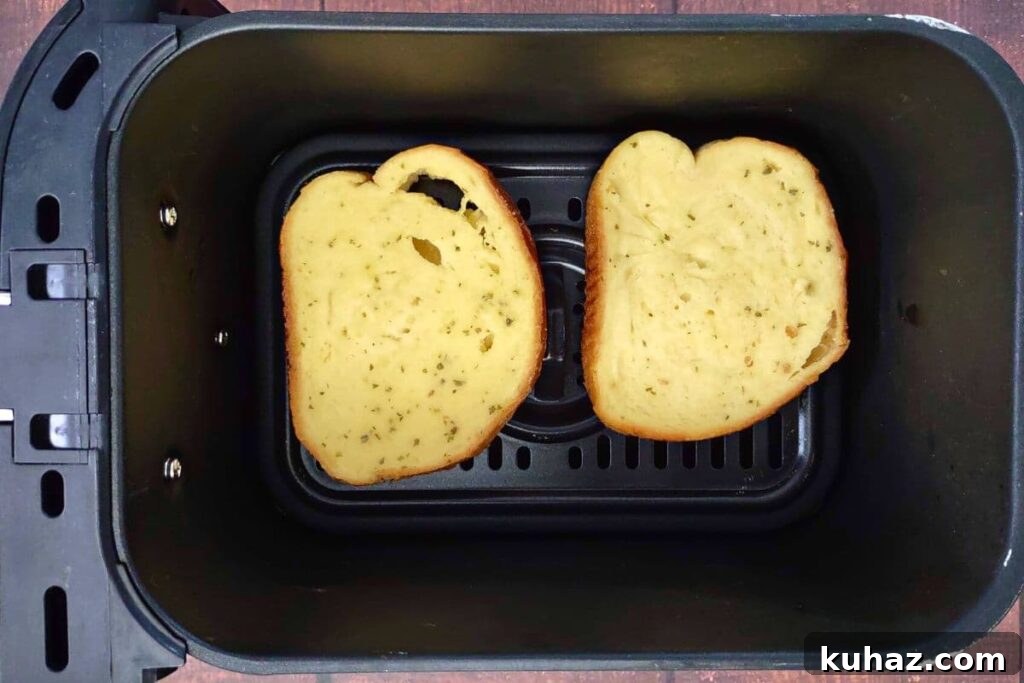 Air Fryer Frozen Texas Toast: Crispy in Minutes 5 place texas toast in air fryer basket