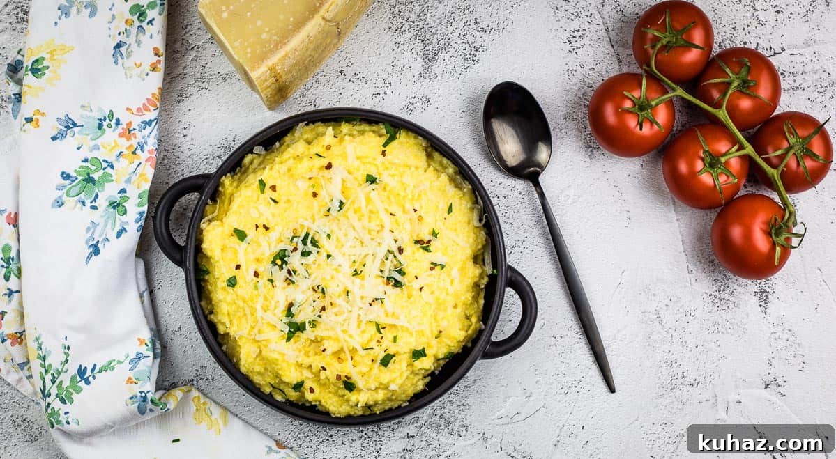 17 Authentic Italian Dinner Recipes Even Nonna Will Love 10 Polenta with mascarpone in a white bowl.