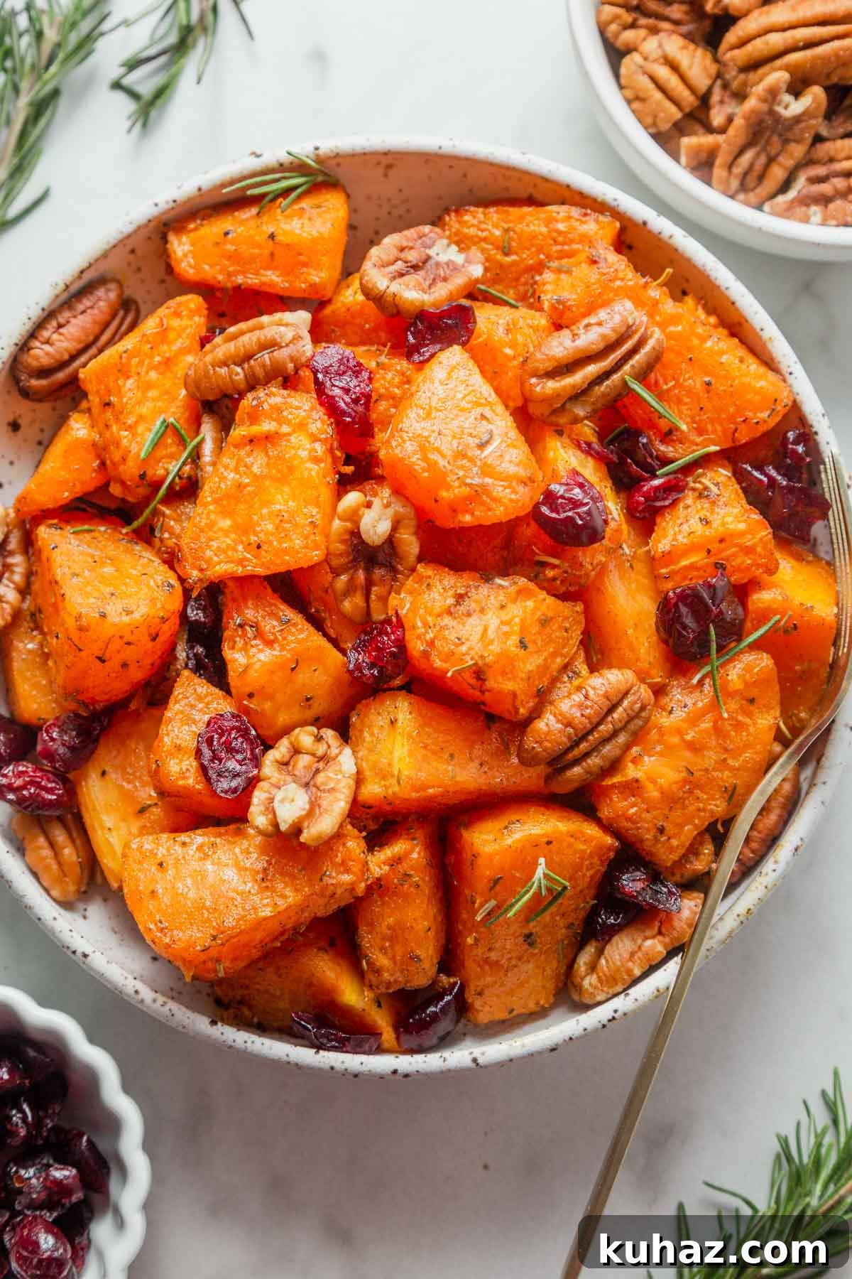 Air fryer pumpkin with pecan and cranberries.