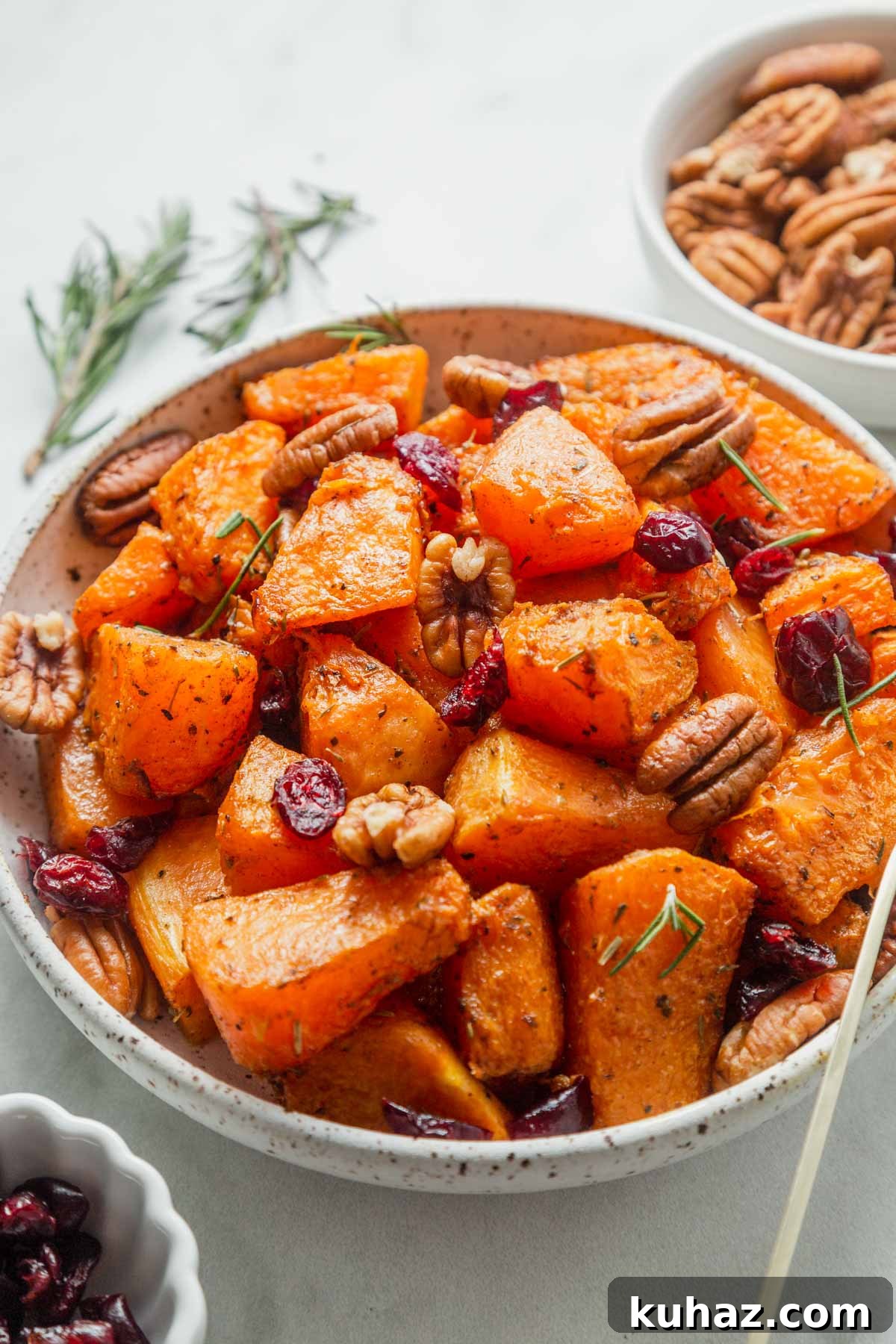 air fryer pumpkin with pecans and cranberries.