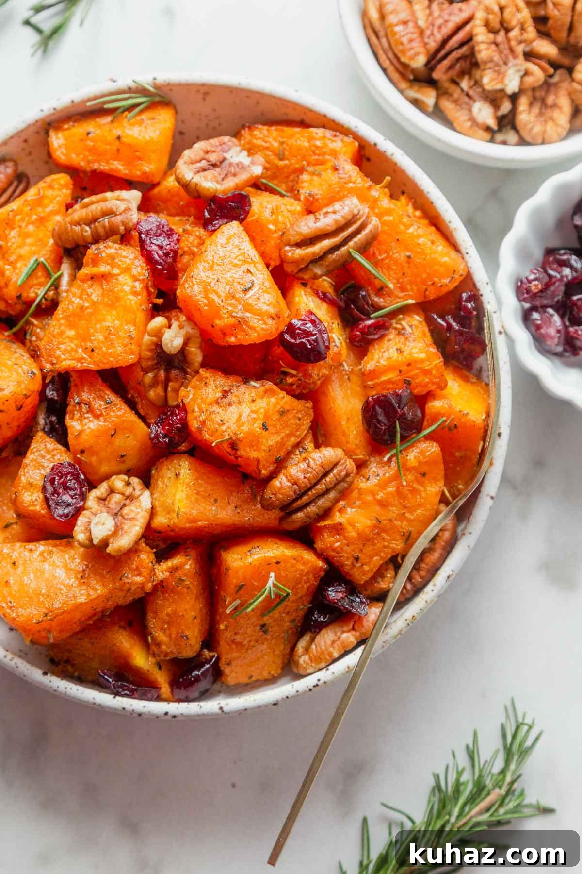 air fryer roasted pumpkin on a bowl.
