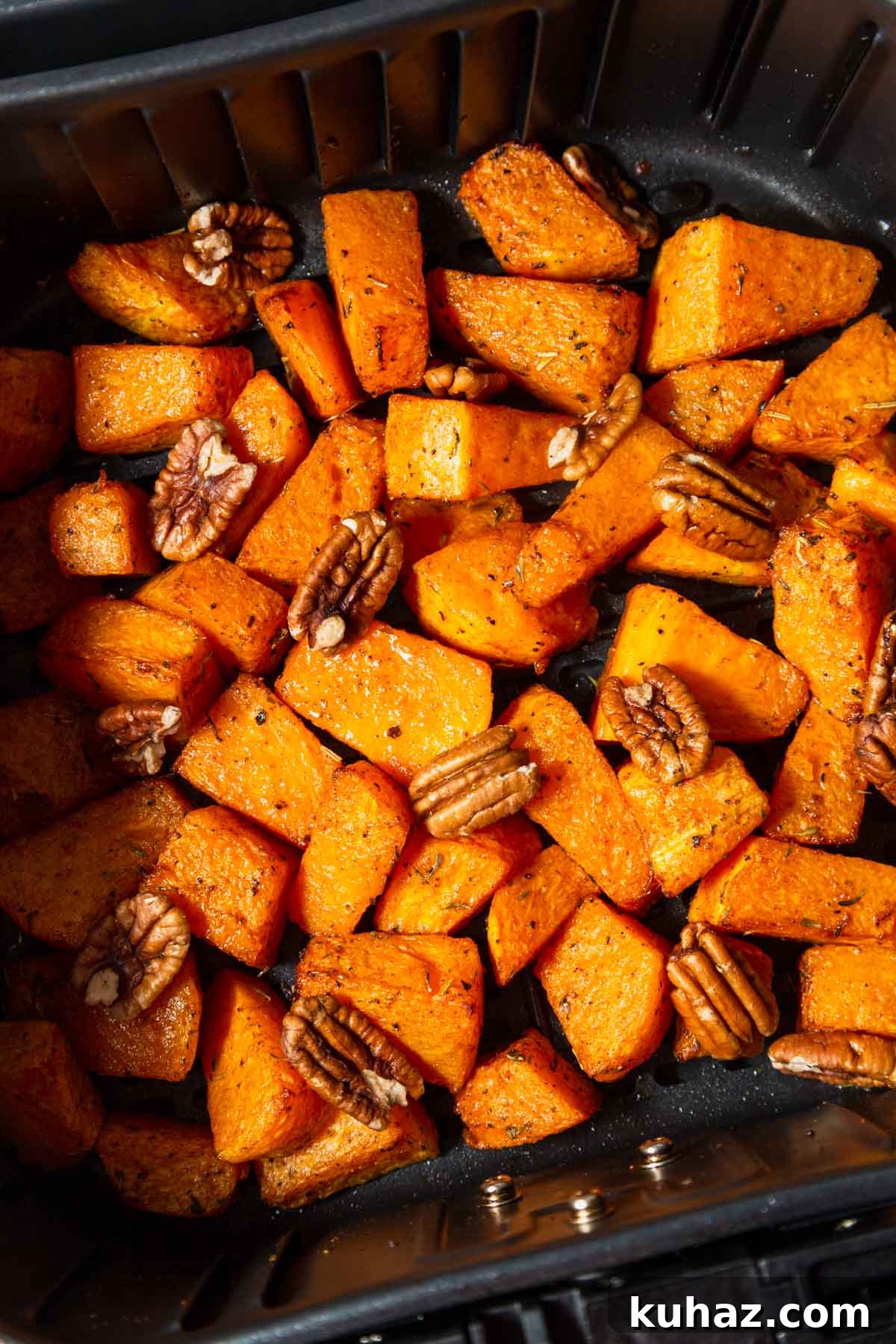 pumpkin in the air fryer with pecans.