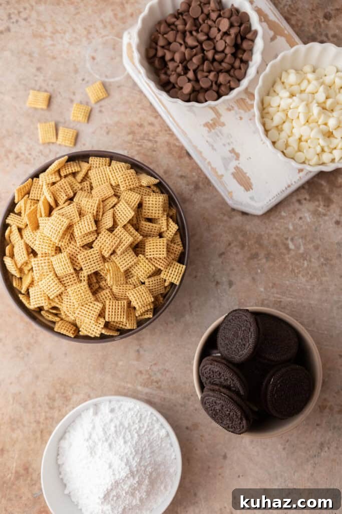 No-Bake Cookies and Cream Muddy Buddies Recipe 3 cookies and cream muddy buddies recipe ingredients
