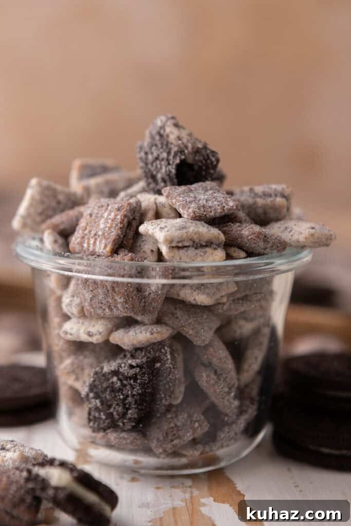 No-Bake Cookies and Cream Muddy Buddies Recipe 10 cookies and cream muddy buddies recipe in a cup