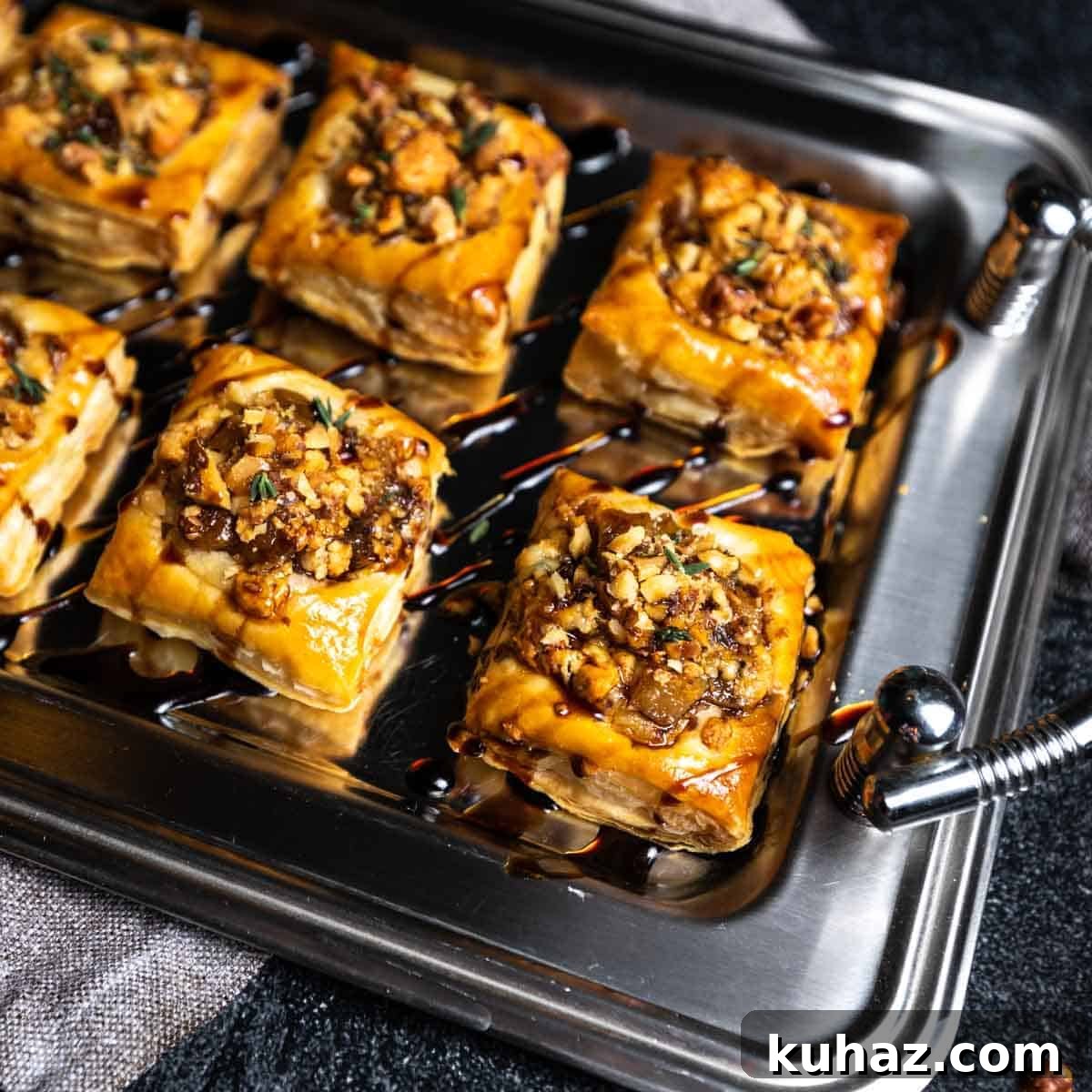 Savory pear tartlets with gorgonzola walnut and thyme