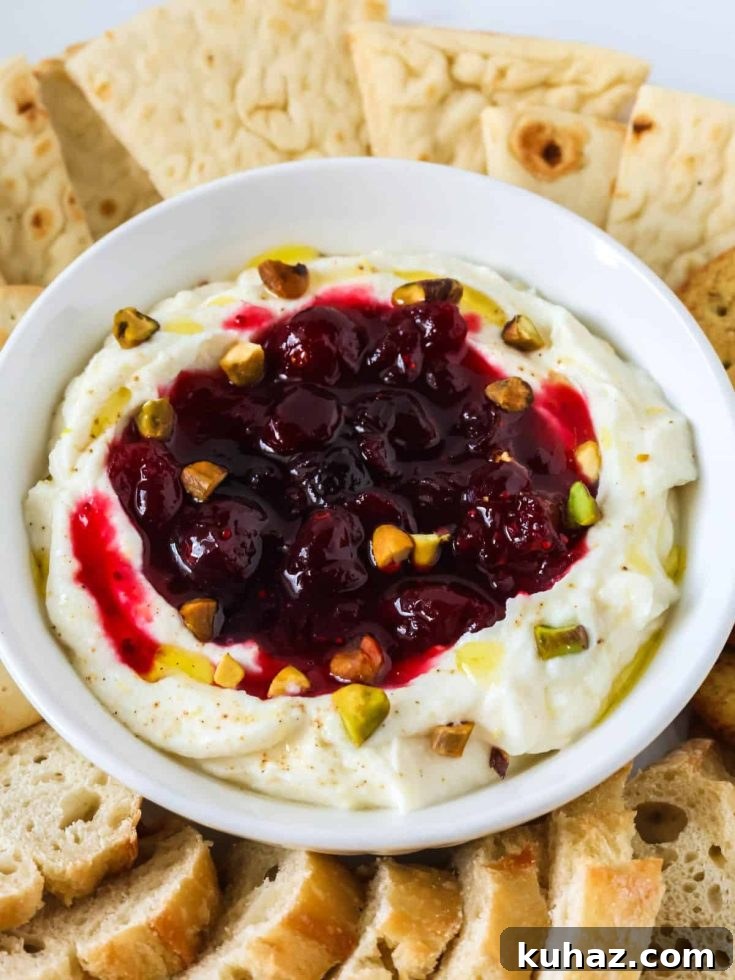 Cranberry whipped ricotta dip