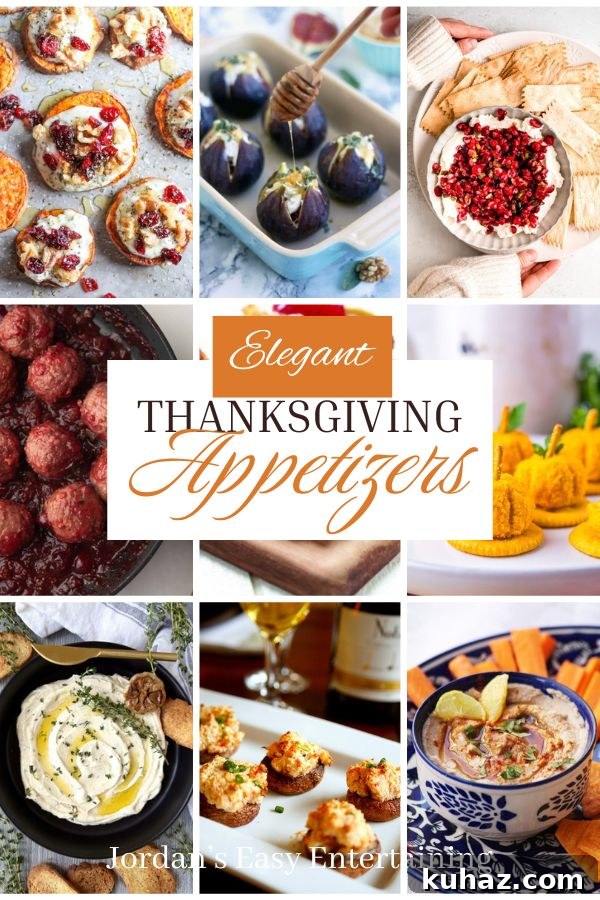 a collage of elegant Thanksgiving appetizers perfect for holiday entertaining