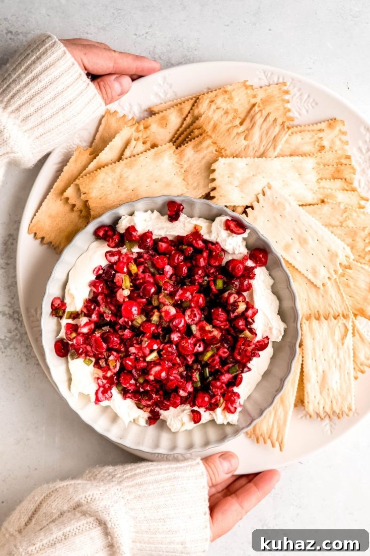 Cranberry jalapeno dip with whipped cream cheese