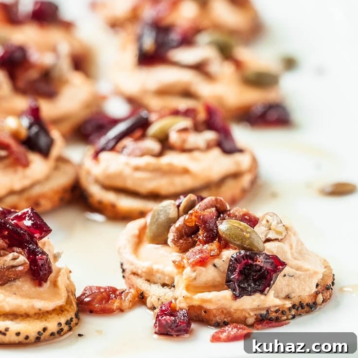 Pumpkin bacon crostini with cranberries