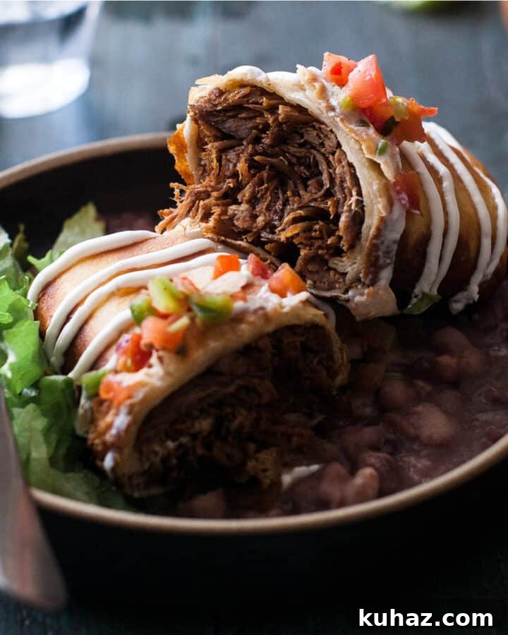 shredded beef chimichanga