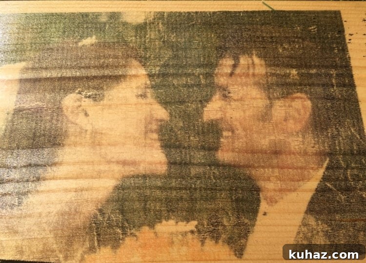 How to Transfer Photos to Wood: Step-by-Step DIY 7 Finished image on wood.