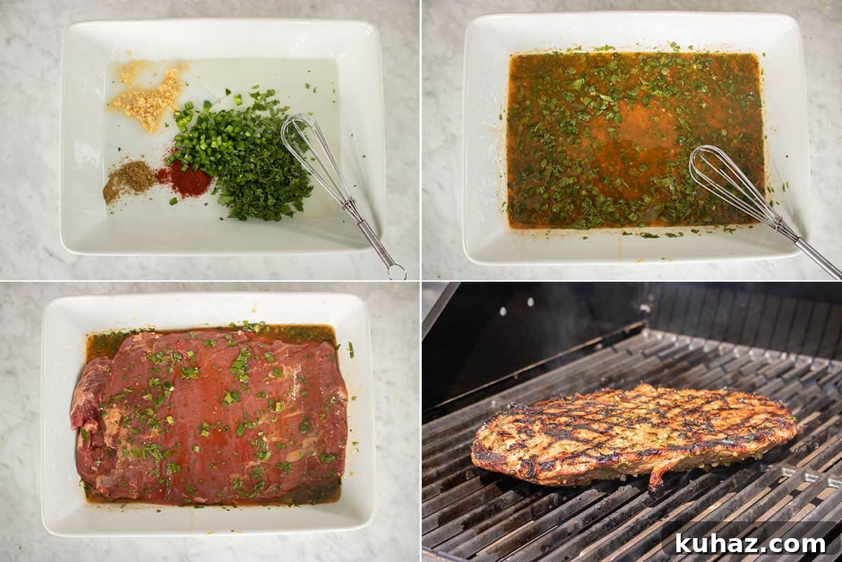 Authentic Grilled Carne Asada Recipe 5 Making marinade and grilling flank steak.