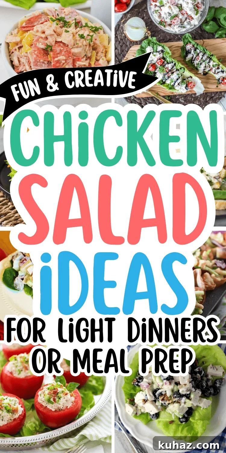 35 Unique Chicken Salad Recipes for Light Dinners and Lunch Prep 38 Chicken salad ideas collage