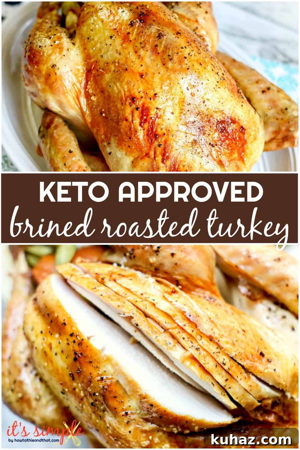How to Roast a Whole Brined Turkey 5 whole turkey on plate after 350 temperature for baking turkey.